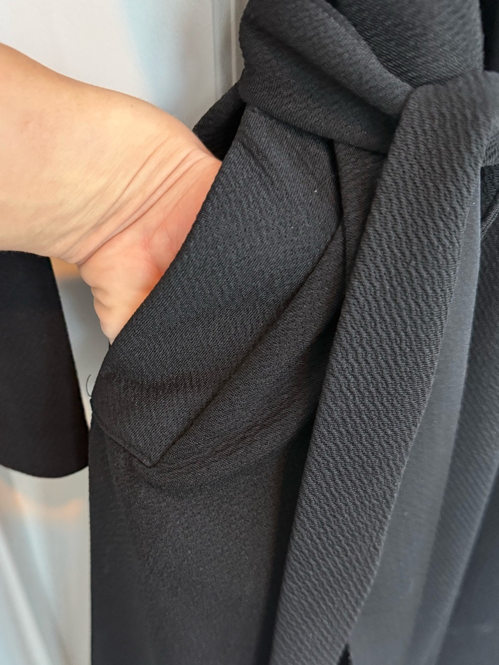 Windsor Black Long Sleeve Wrap Cardigan with Self Tie Belt and Pockets - Picture 3 of 4